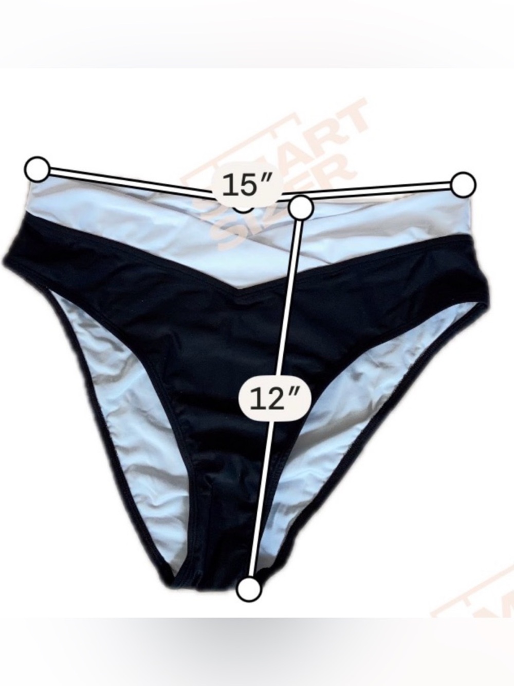 Cupshe Bikini Bottoms Womens L Black White High Cut V Waist NWT Swim NEW Beach - Picture 5 of 7
